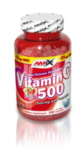 Amix - vitamin c 500 with rose hip extract - timed release absorbtion - 100 + 25 kapszula (hg)