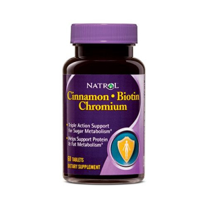 Natrol - cinnamon biotin chromium - blood sugar health - 60 tabletta