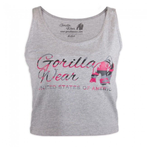 Gorilla wear - oakland crop tank - női edzőtrikó - grey/ pink camo
