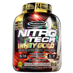 Muscletech - nitro tech 100% whey gold - whey protein peptides & isolate - 5,5 lbs - 2510 g