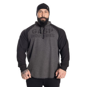Gasp inc - long sleeve thermal hoodie - férfi kapucnis pulóver - grafit/fekete