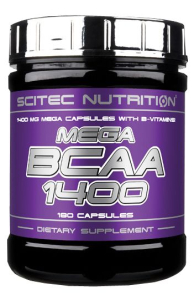 Scitec nutrition - mega bcaa 1400 - high dose bcaa amino acids - 180 kapszula